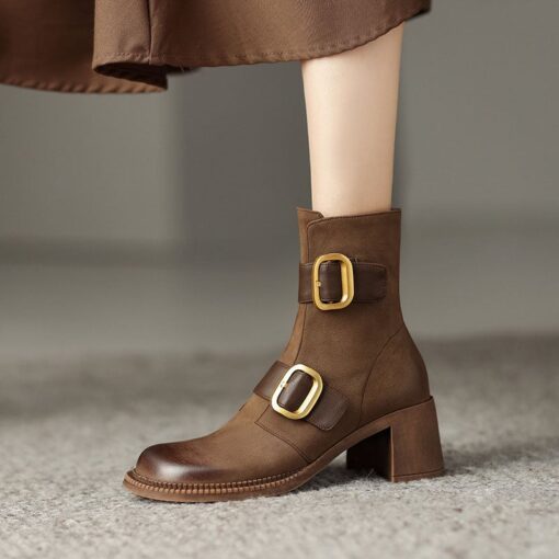 Buy CHIKO Patia Round Toe Block Heels Ankle Boots online shopping cheap