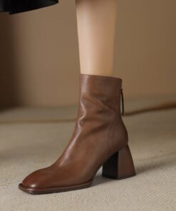 CHIKO Penelope Square Toe Block Heels Ankle Boots