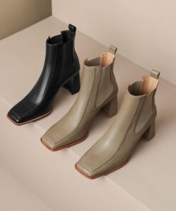 CHIKO Piedad Square Toe Block Heels Ankle Boots
