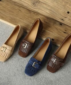 CHIKO Ping Square Toe Block Heels Loafers Shoes