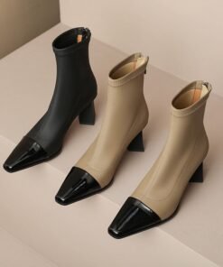 CHIKO Presta Square Toe Block Heels Ankle Boots