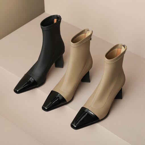 Buy CHIKO Presta Square Toe Block Heels Ankle Boots online shopping cheap