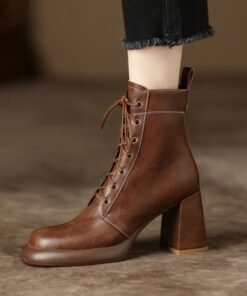 CHIKO Prudenciana Round Toe Block Heels Ankle Boots