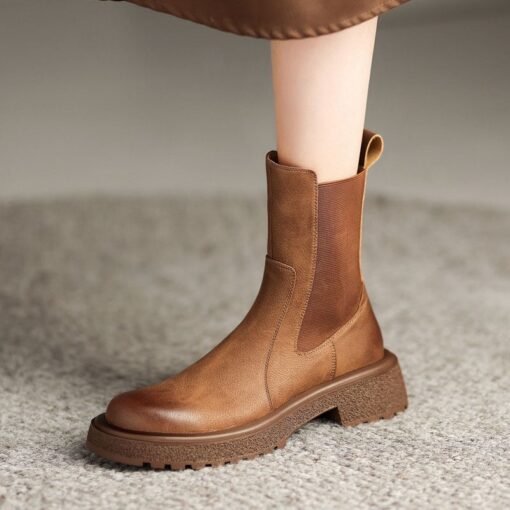 Buy CHIKO Quesare Round Toe Block Heels Ankle Boots online shopping cheap