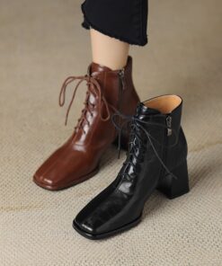 CHIKO Raelynn Square Toe Block Heels Ankle Boots
