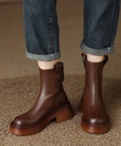 CHIKO Raman Round Toe Block Heels Ankle Boots
