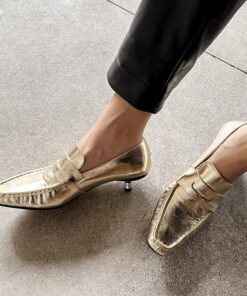 CHIKO Raylynn Square Toe Kitten Heels Loafers Shoes