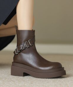 CHIKO Reagan Round Toe Block Heels Ankle Boots