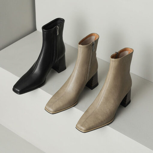Buy CHIKO Real Square Toe Block Heels Ankle Boots online shopping cheap