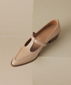 CHIKO Reshawna Pointy Toe Block Heels T-Strap Shoes