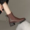 CHIKO Reya Square Toe Block Heels Ankle Boots