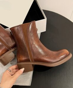 CHIKO Riki Square Toe Block Heels Ankle Boots