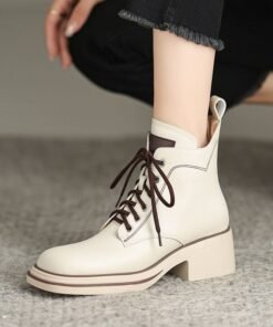 CHIKO Riya Round Toe Block Heels Ankle Boots