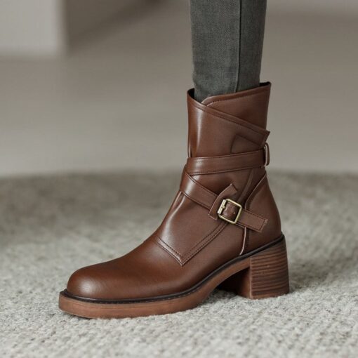 Buy CHIKO Rogelia Round Toe Block Heels Ankle Boots online shopping cheap