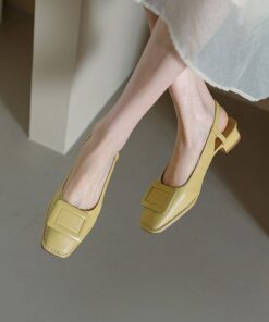CHIKO Roslyn Square Toe Block Heels Slingback Shoes