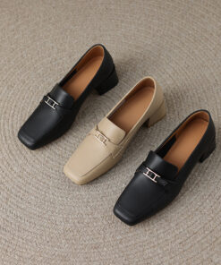 CHIKO Ruthann Square Toe Block Heels Loafers Shoes