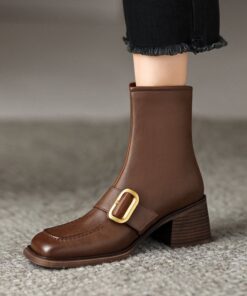 CHIKO Salinas Square Toe Block Heels Ankle Boots