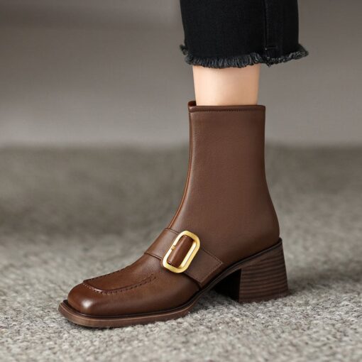 Buy CHIKO Salinas Square Toe Block Heels Ankle Boots online shopping cheap