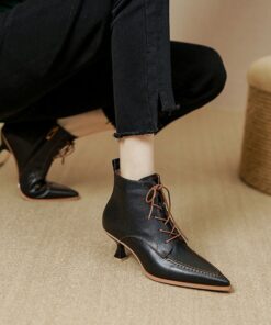CHIKO Salvia Pointy Toe Kitten Heels Ankle Boots