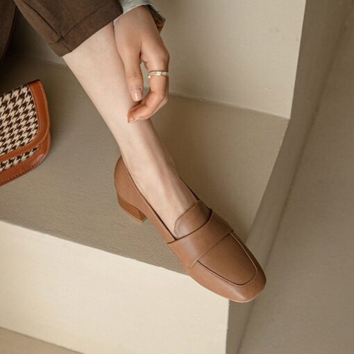 Buy CHIKO Sanura Square Toe Block Heels Loafers Shoes online shopping cheap