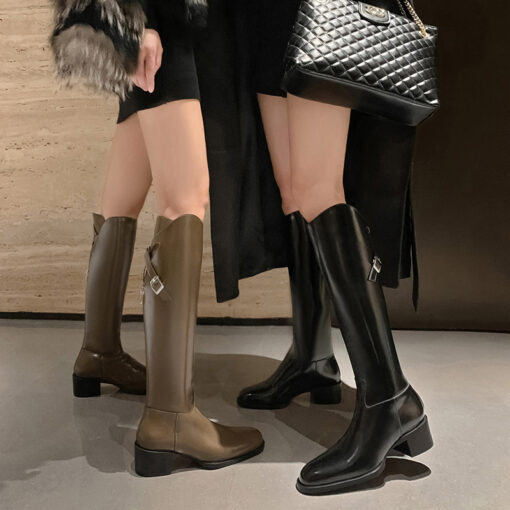 Buy CHIKO Sarah Jeanne Round Toe Block Heels Knee High Boots online shopping cheap