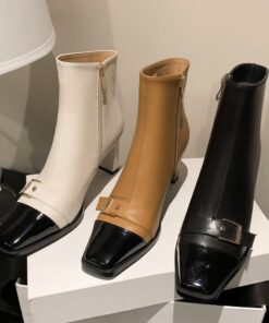 CHIKO Scarlett Square Toe Chunky Heels Ankle Boots