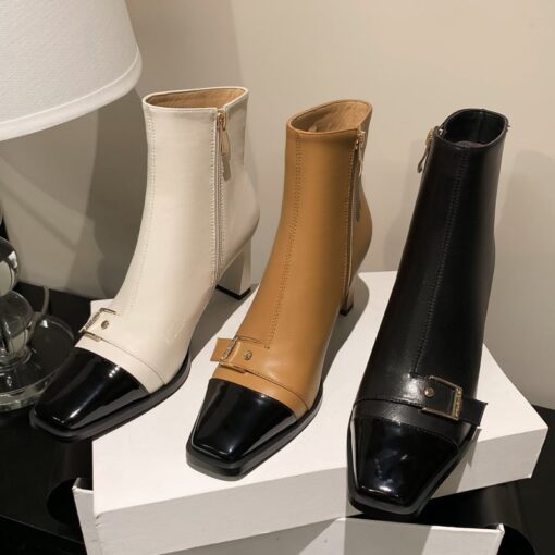 Buy CHIKO Scarlett Square Toe Chunky Heels Ankle Boots online shopping cheap