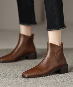 CHIKO Senona Square Toe Block Heels Ankle Boots