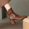 Buy CHIKO Serenela Square Toe Block Heels Ankle Boots online shopping cheap