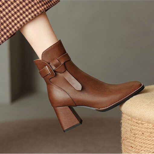 Buy CHIKO Serenela Square Toe Block Heels Ankle Boots online shopping cheap