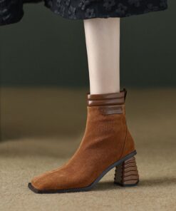 CHIKO Shaba Square Toe Block Heels Ankle Boots