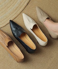 CHIKO Shaguetta Pointy Toe Kitten Heels Loafers Shoes