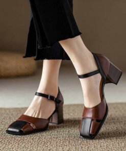 CHIKO Shaguia Square Toe Block Heels Pumps Shoes