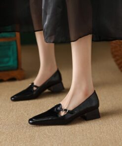 CHIKO Shakara Square Toe Block Heels T-Strap Shoes