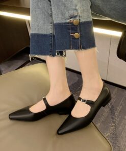 CHIKO Shaleen Pointy Toe Block Heels Mary Jane Flats
