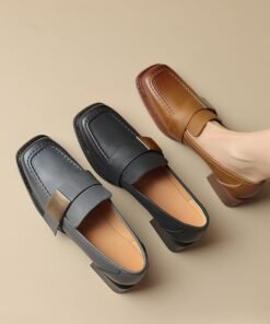 CHIKO Shalona Square Toe Block Heels Loafers Shoes