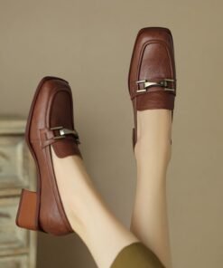 CHIKO Shanaya Square Toe Block Heels Loafers Shoes