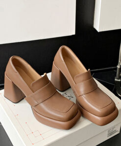 CHIKO Shanel Square Toe Block Heels Loafers Shoes