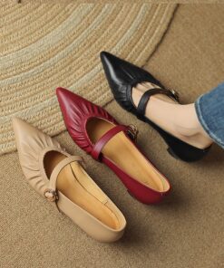 CHIKO Sheralee Pointy Toe Block Heels Mary Jane Shoes