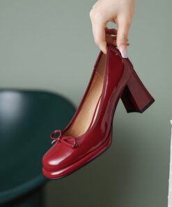 CHIKO Shiquita Square Toe Block Heels Pumps Shoes