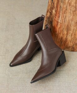 CHIKO Sienna Pointy Toe Block Heels Ankle Boots