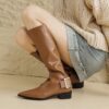 Buy CHIKO Sofia Pointy Toe Block Heels Knee High Boots online shopping cheap