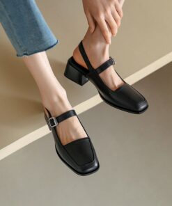 CHIKO Sonia Square Toe Block Heels Slingback Shoes