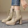 Buy CHIKO Soterrana Square Toe Block Heels Ankle Boots online shopping cheap