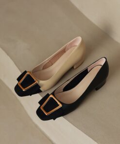 CHIKO Souzan Square Toe Block Heels Pumps Shoes