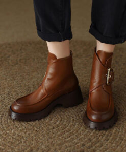 CHIKO Suyapa Round Toe Block Heels Ankle Boots