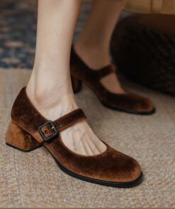 CHIKO Sylviann Round Toe Block Heels Mary Jane Shoes