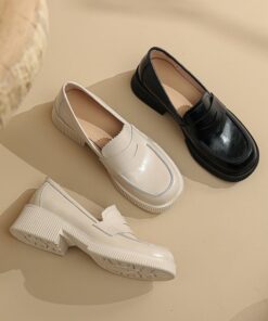 CHIKO Tadewi Square Toe Block Heels Loafers Shoes