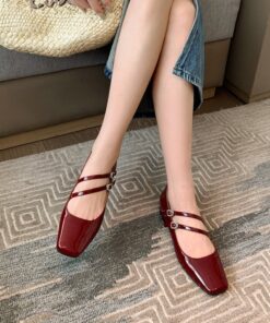 CHIKO Taisha Square Toe Block Heels Mary Jane Shoes