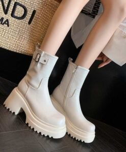 CHIKO Tameisha Round Toe Block Heels Ankle Boots